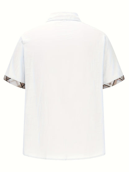 Caden Men's Casual Shirt | Graphic Check Pattern, Short Sleeves 2