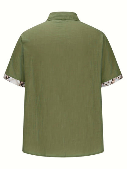 Caden Men's Casual Shirt | Graphic Check Pattern, Short Sleeves 3