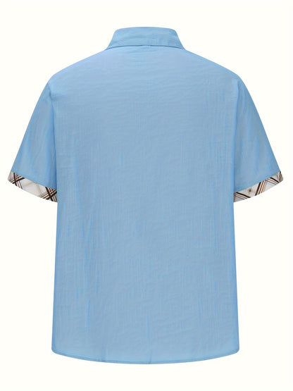 Caden Men's Casual Shirt | Graphic Check Pattern, Short Sleeves 4