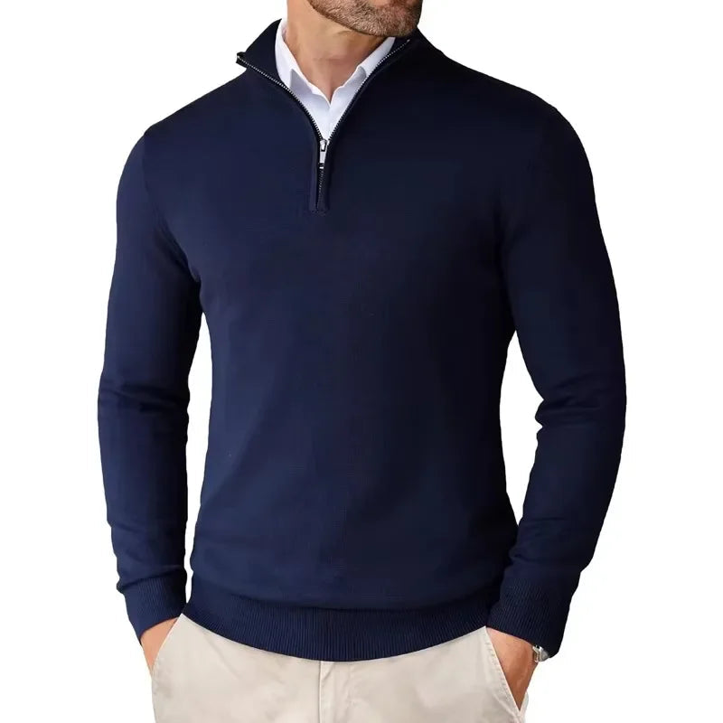 Caitlin Luxe Men's Sweater | Soft Cotton Blend with Half Zip, Casual 2