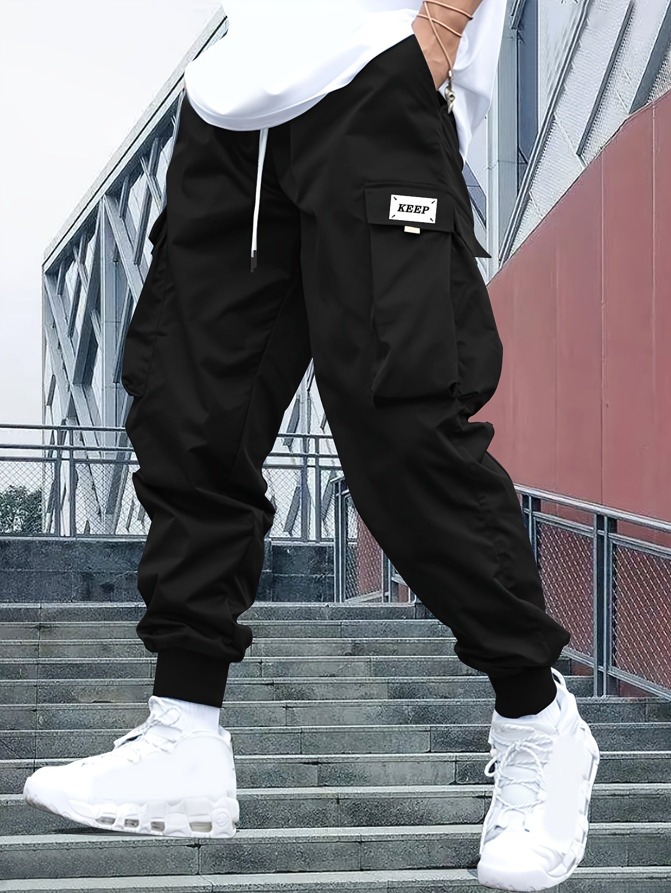 Caro Unisex Black Cargo Pants | Durable Nylon, Comfortable Fit 0