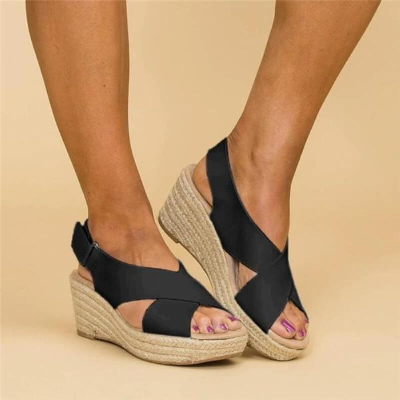 Celina | Wedge Summer Sandals with Cross Straps 0