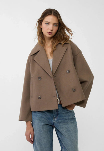 Chic short women's coat with double buttons | Cropped double-breasted coat 5