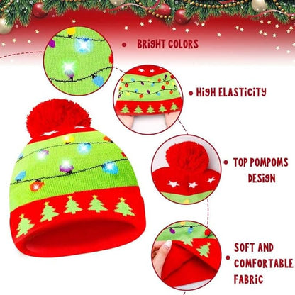 Christmas GlowWear Beanie Set | LED Lights, Soft Knit Material and Matching Socks 2