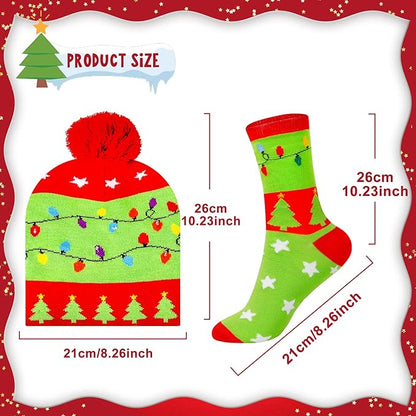 Christmas GlowWear Beanie Set | LED Lights, Soft Knit Material and Matching Socks 3