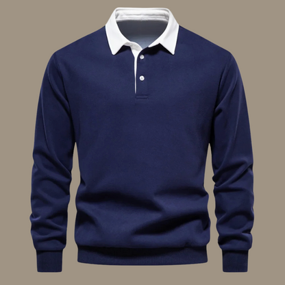 Cori Men's Sweater Black | Soft Breathable Fabric, Elegant Polo Collar 2