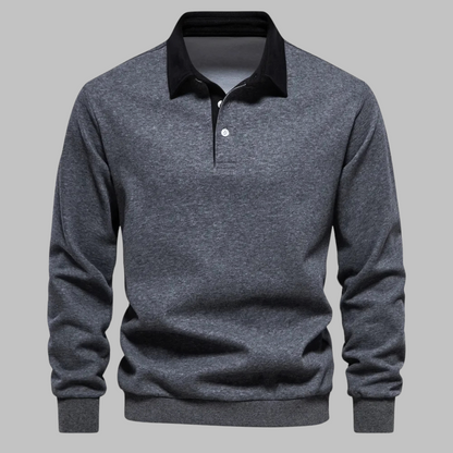 Cori Men's Sweater Black | Soft Breathable Fabric, Elegant Polo Collar 5