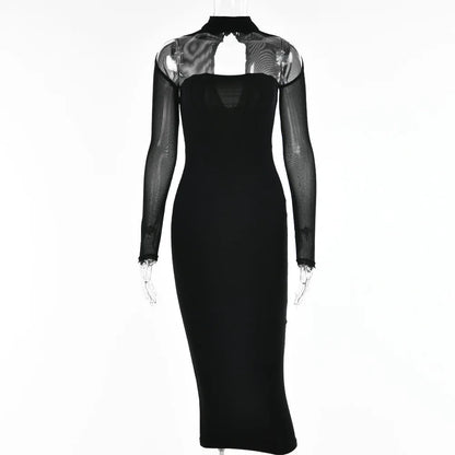 Corset Midi Dress with Long Sleeves – Y2K Elegance in a Timeless Silhouette 0