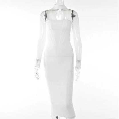 Corset Midi Dress with Long Sleeves – Y2K Elegance in a Timeless Silhouette 6