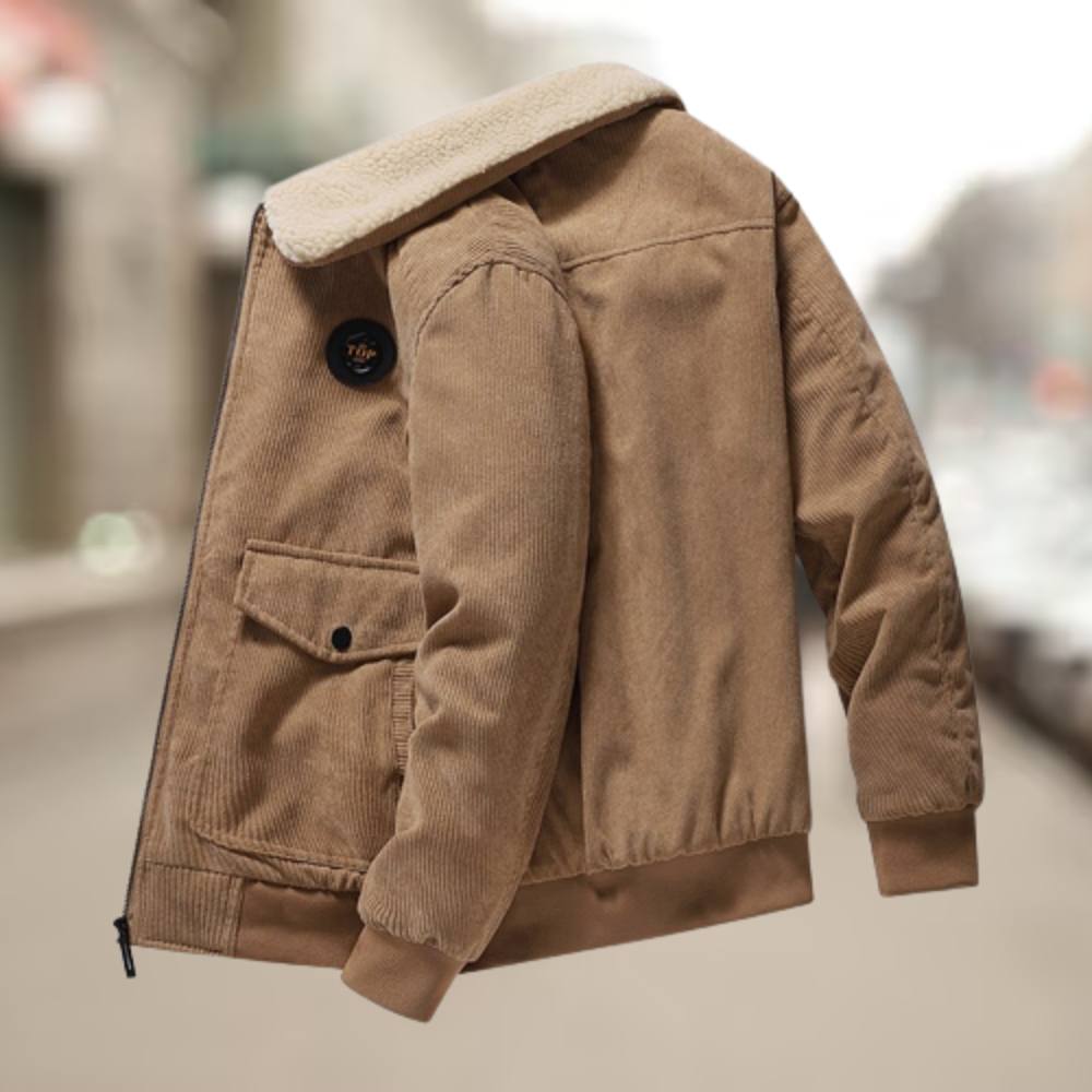 Cory Men's Corduroy Jacket | Double-Breasted, Fleece Lined 1