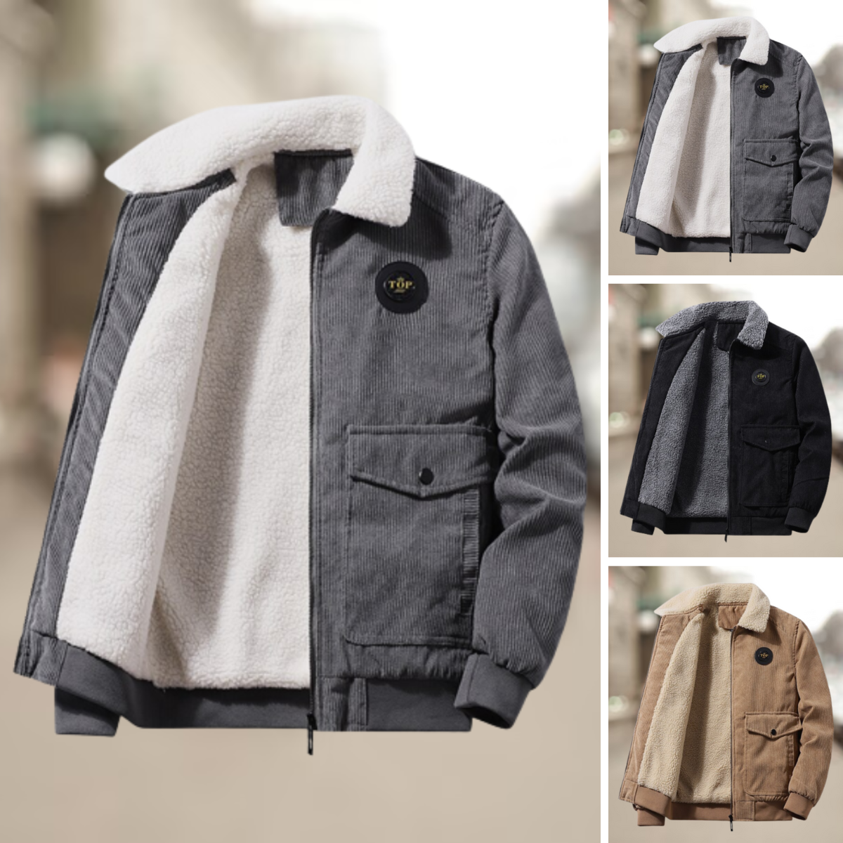 Cory Men's Corduroy Jacket | Double-Breasted, Fleece Lined 2
