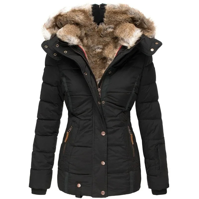 Cotton Padded Women's Coat | Long Women's Winter Coat with Hood 2