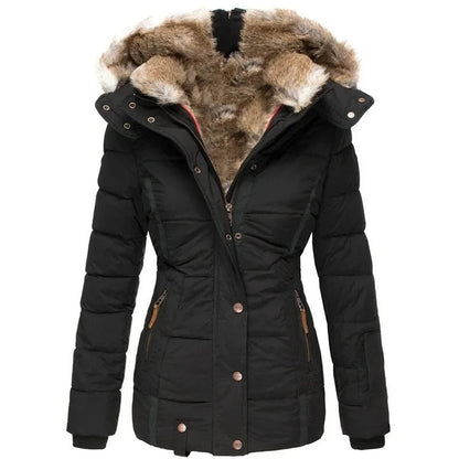 Cotton Padded Women's Coat | Long Women's Winter Coat with Hood 2