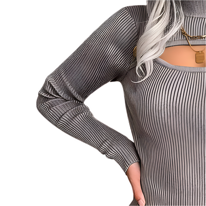 DALINA | Fitted Ribbed Dress with Cut-Out Detail 2