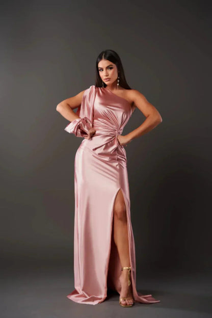 DALINA | One-Shoulder Wedding Guest Maxi Dress with Split 13