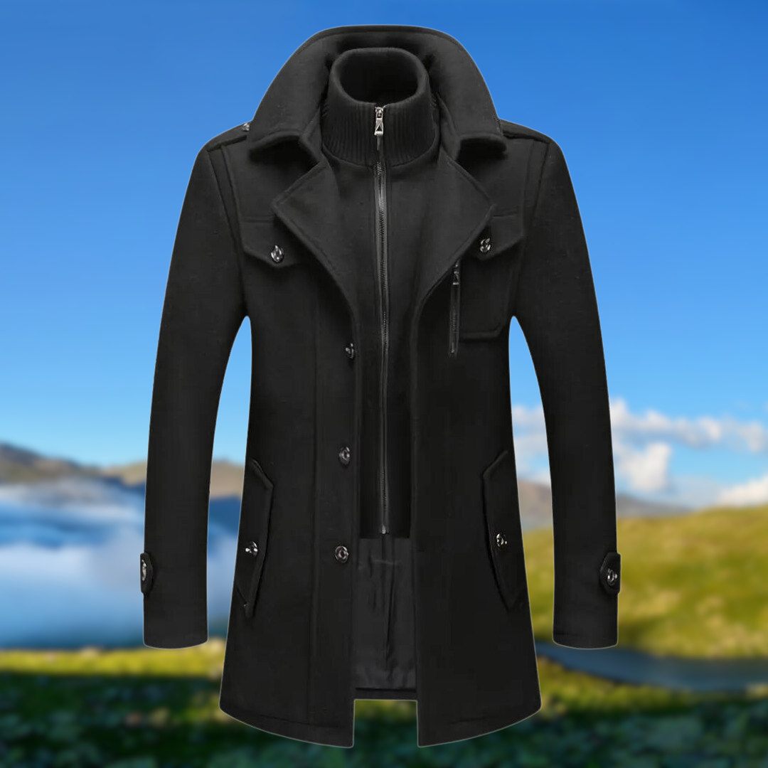 Dante Men's Jacket | Cozy Wool Blend, Double Collar Design 0