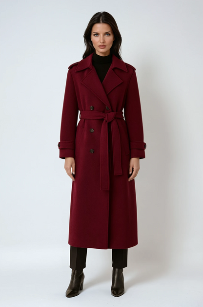 Daria Women's Winter Coat | Deep Burgundy Color, Elegant 0