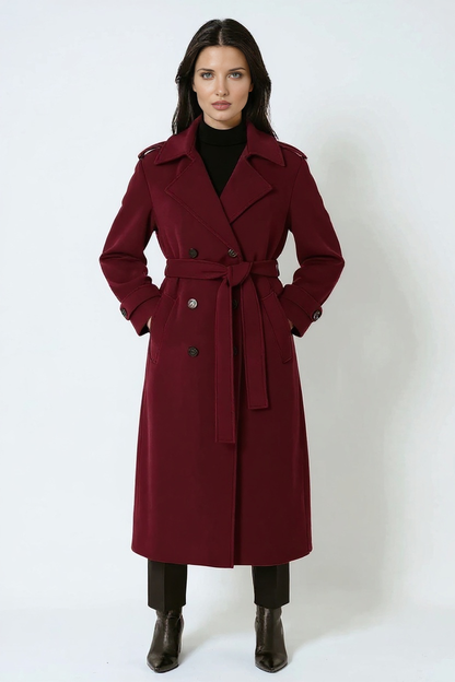 Daria Women's Winter Coat | Deep Burgundy Color, Elegant 2