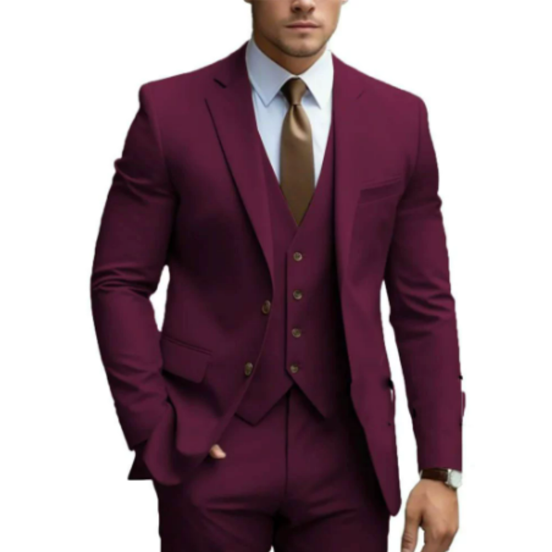 Dario Men's Suit | Slim Fit Wool Blend, Three-Piece Ensemble 2