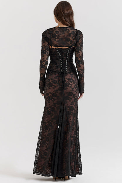 Delphina | Chic Corset Maxi Dress with Lace Details 8