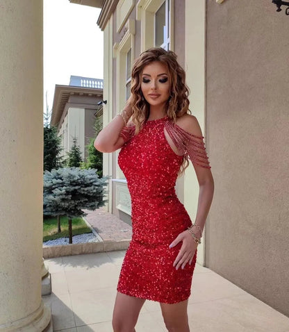 Diva Sleeveless Party Dress | Sequins, Seductive Skirt 10