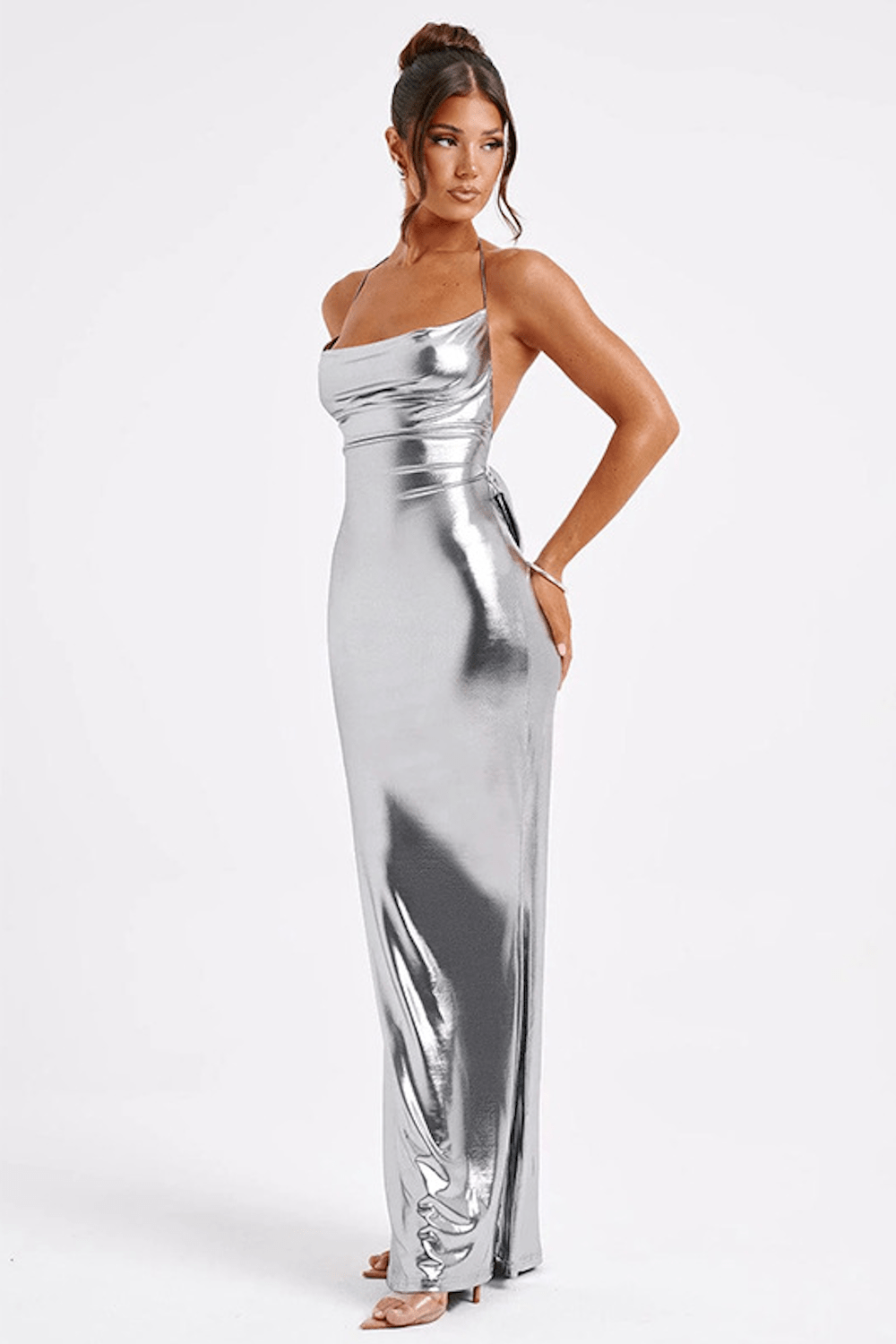 ELENORA | Metallic maxi dress with low back 6