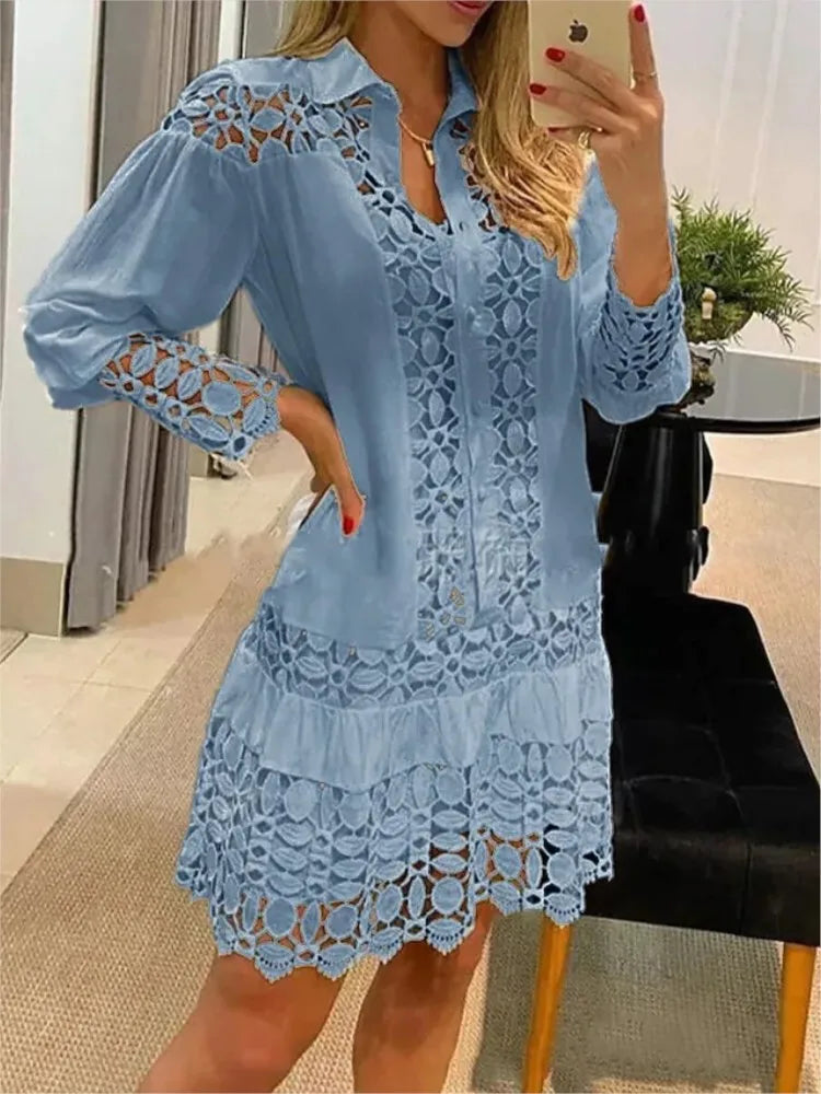 ELEONORA | Lace Summer Dress with Ruffles and Transparent Accents 0