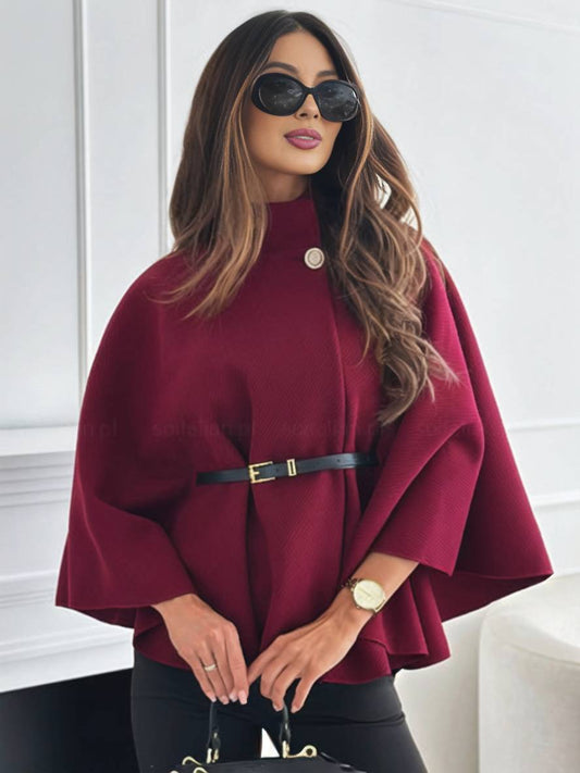 ÉLINOR | Short poncho coat with belt and batwing sleeves 1