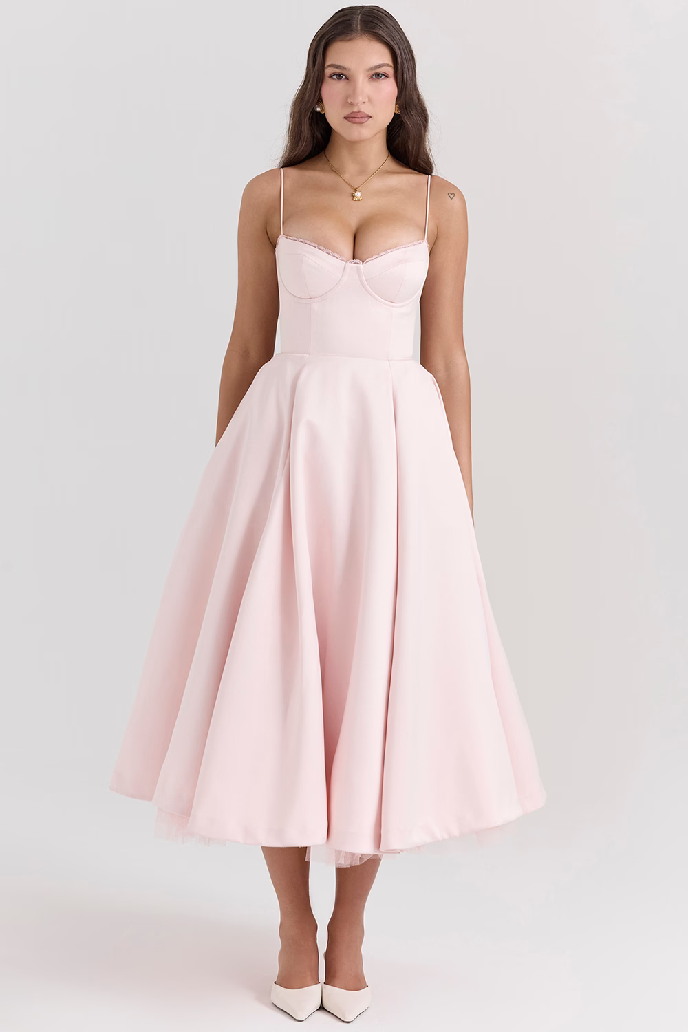 ELIORA | Elegant Midi Dress with Tulle Skirt 12