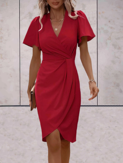 ELVANA | Midi wrap dress with V-neck and butterfly sleeves 3