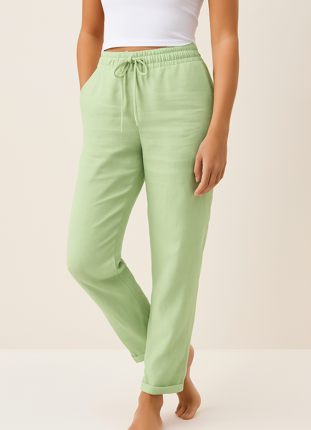 ELVINA | Airy Linen Blend Women's Trousers 0
