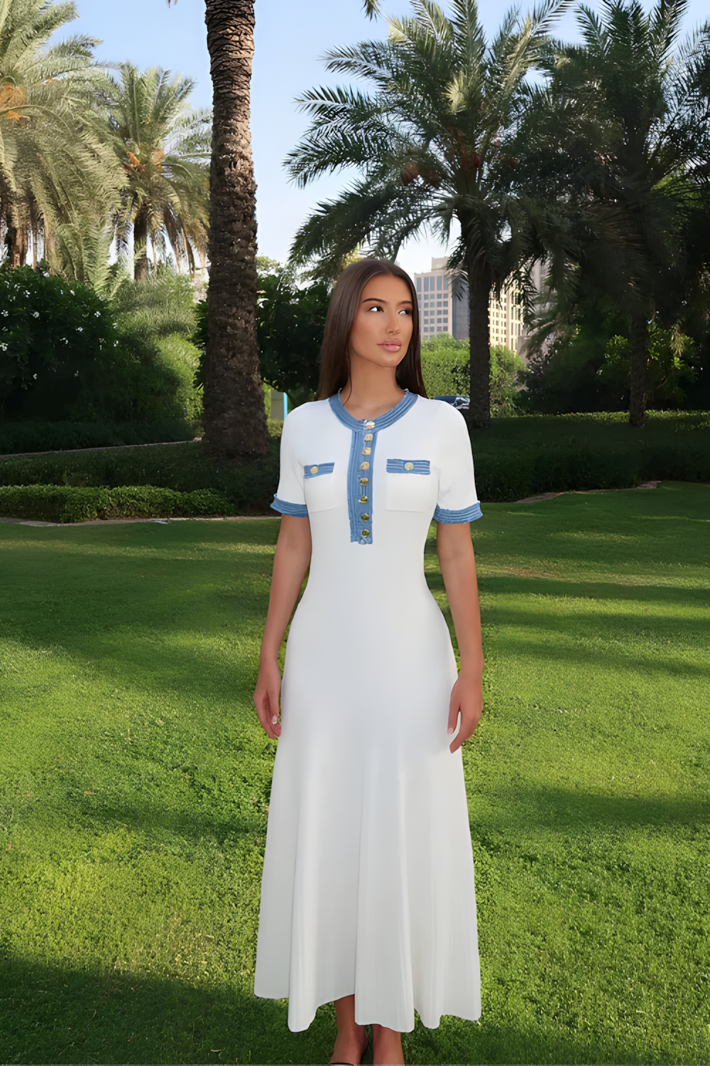 ELVIRA | Midi dress with elegant button details 1