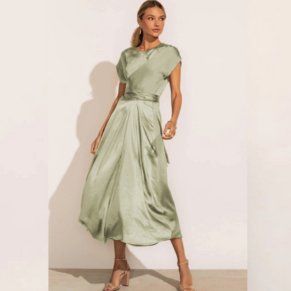 Elaria | Elegant Midi Evening Dress with Layered Sleeves 2