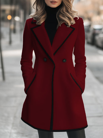Elegant Long Women's Winter Coat with Black Details and Double Button Closure for Style and Comfort 5