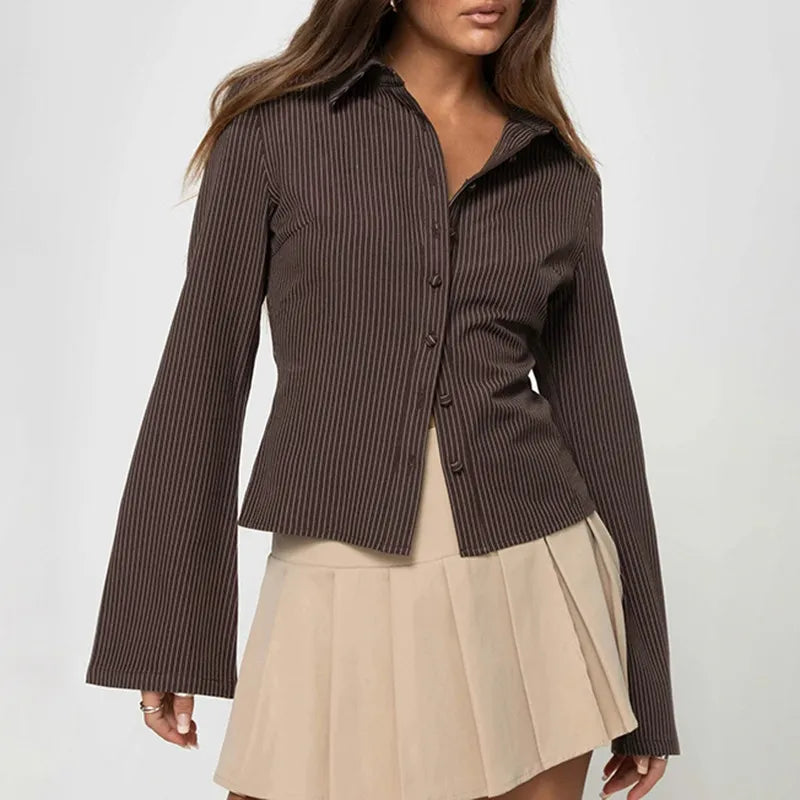 Eva Blouse | Retro & Elegant | Slim-Fit | Flared Sleeves | Timeless Style 0