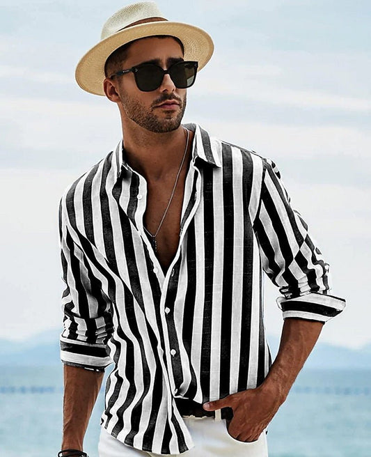 Evan Men's Dress Shirt | Premium Cotton, Elegant Stripes 0