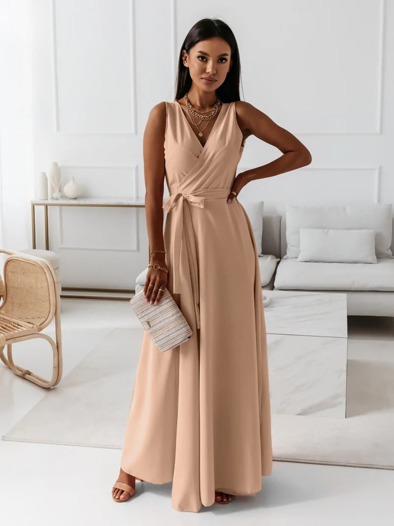 Evelyn Women's Maxi Dress | Sleeveless, V-neck, Elegant Style 10