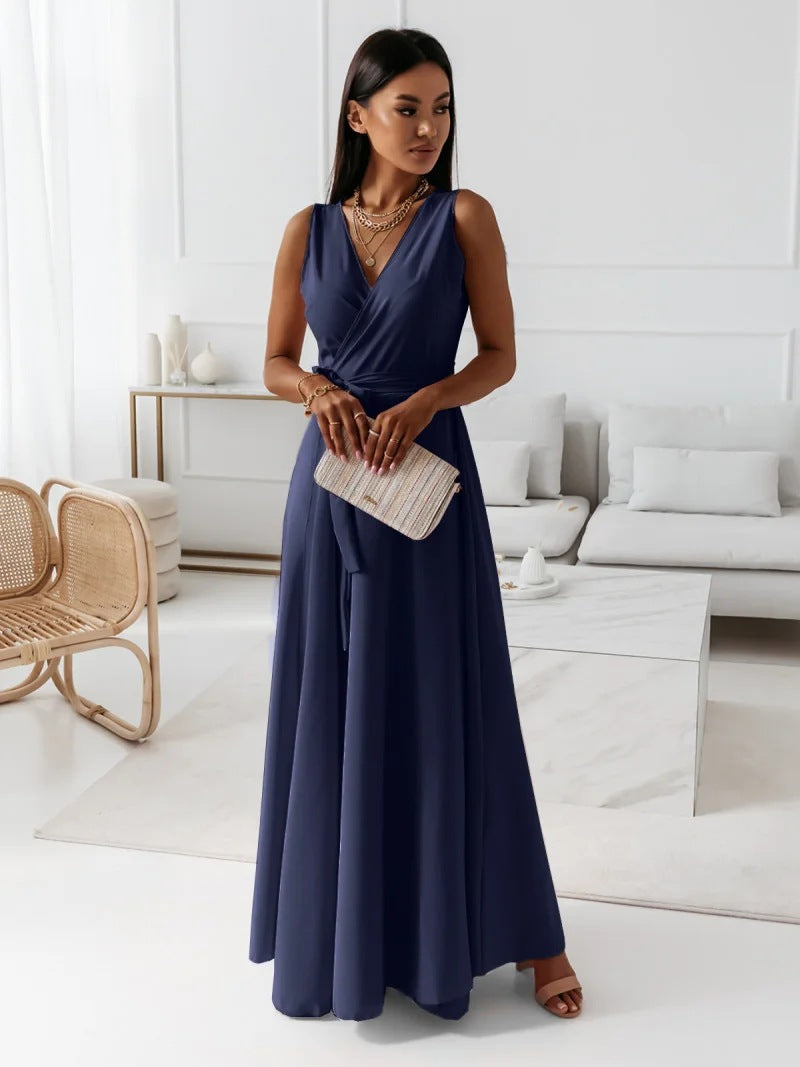 Evelyn Women's Maxi Dress | Sleeveless, V-neck, Elegant Style 11