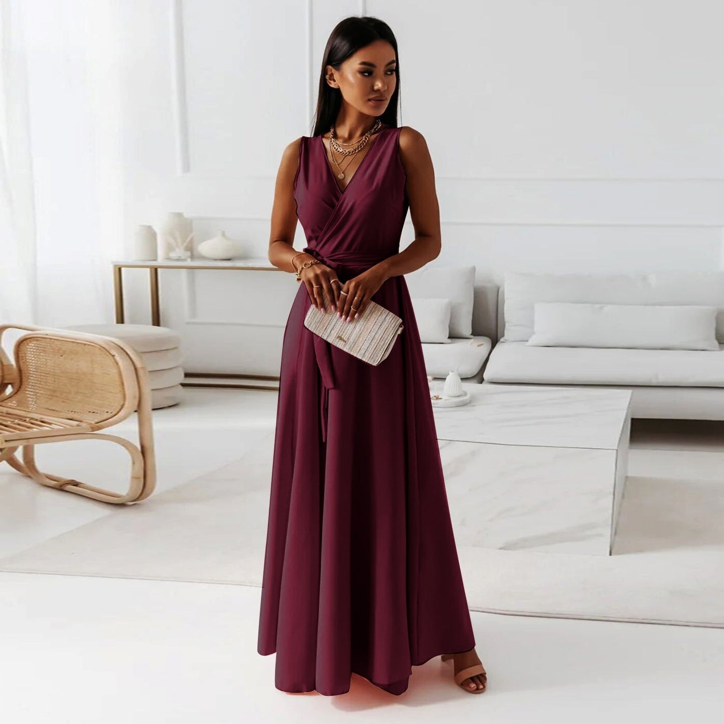 Evelyn Women's Maxi Dress | Sleeveless, V-neck, Elegant Style 5