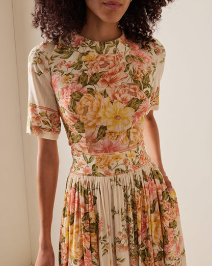 FLORLLA | Floral midi dress with elegant flair 3