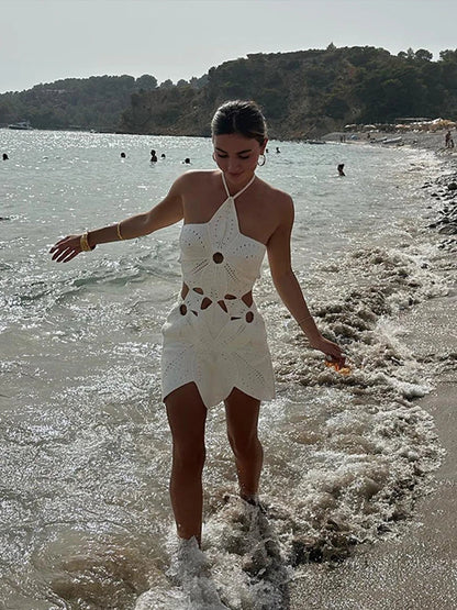 Florelle – Sexy Halter Mini Dress with 3D Flowers and Open Back 6