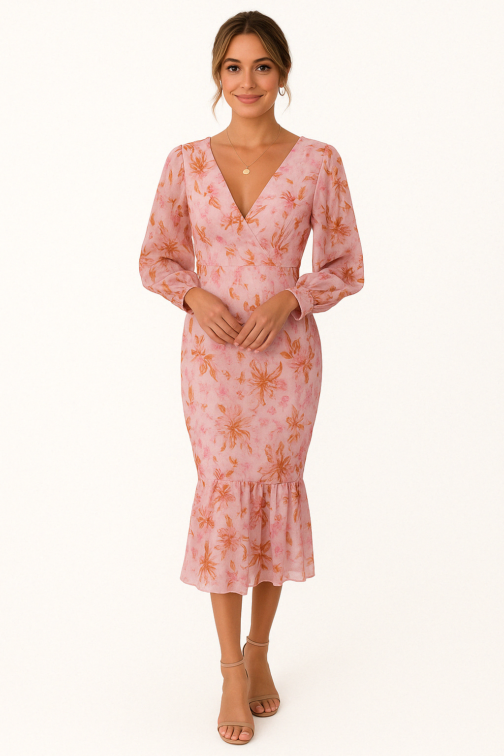 GIULIANA | Romantic Midi Dress with Floral Print and Flowy Skirt 2