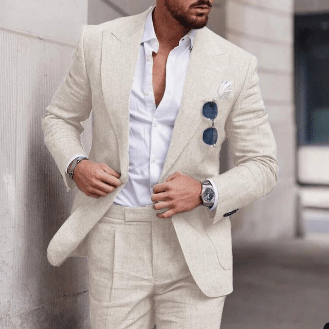 Gayan Men's Suit | Lightweight Linen Blend, Elegant Wedding Suit 2
