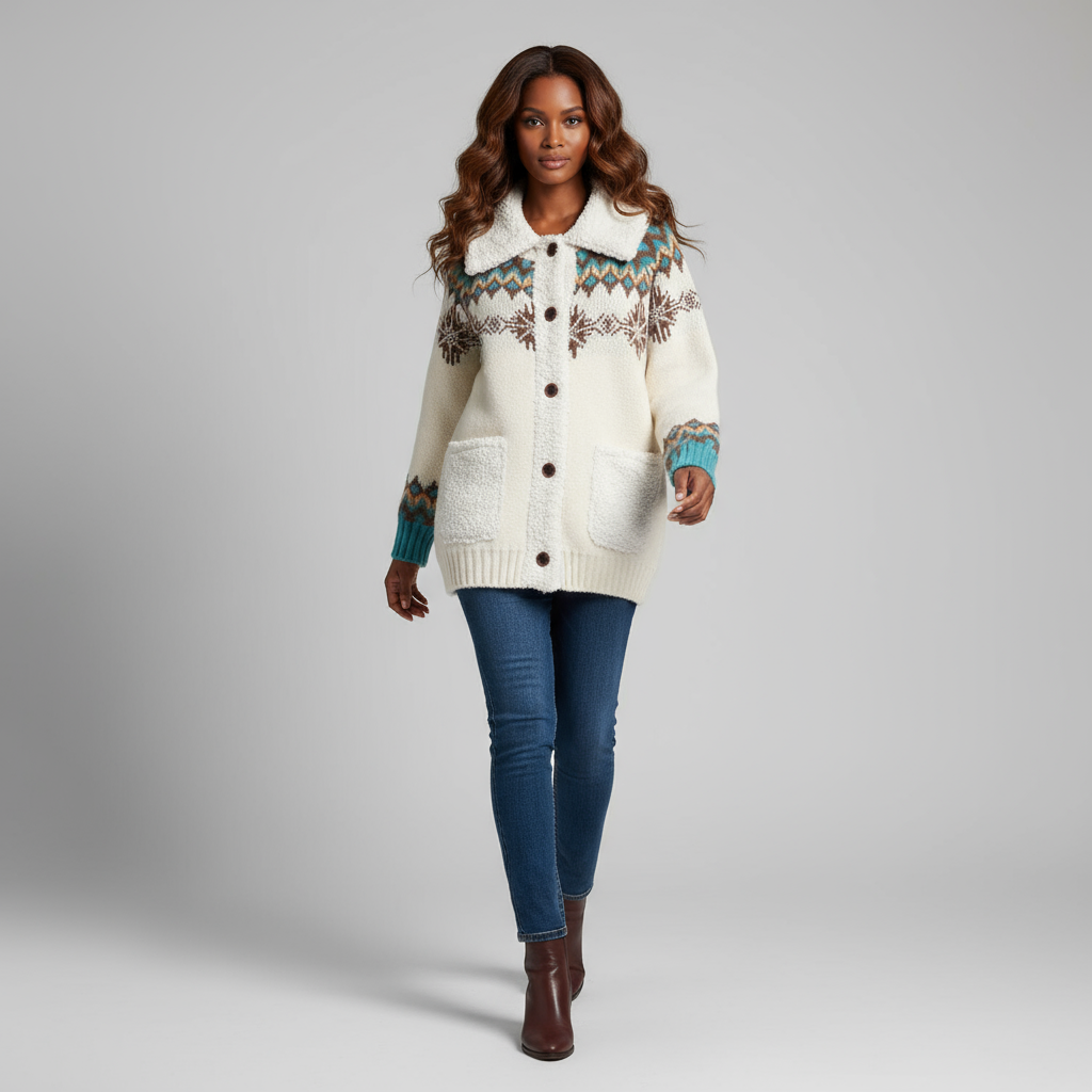 Gera Women's Winter Cardigan | Soft Fleece Collar, Comfortable and Stylish 0