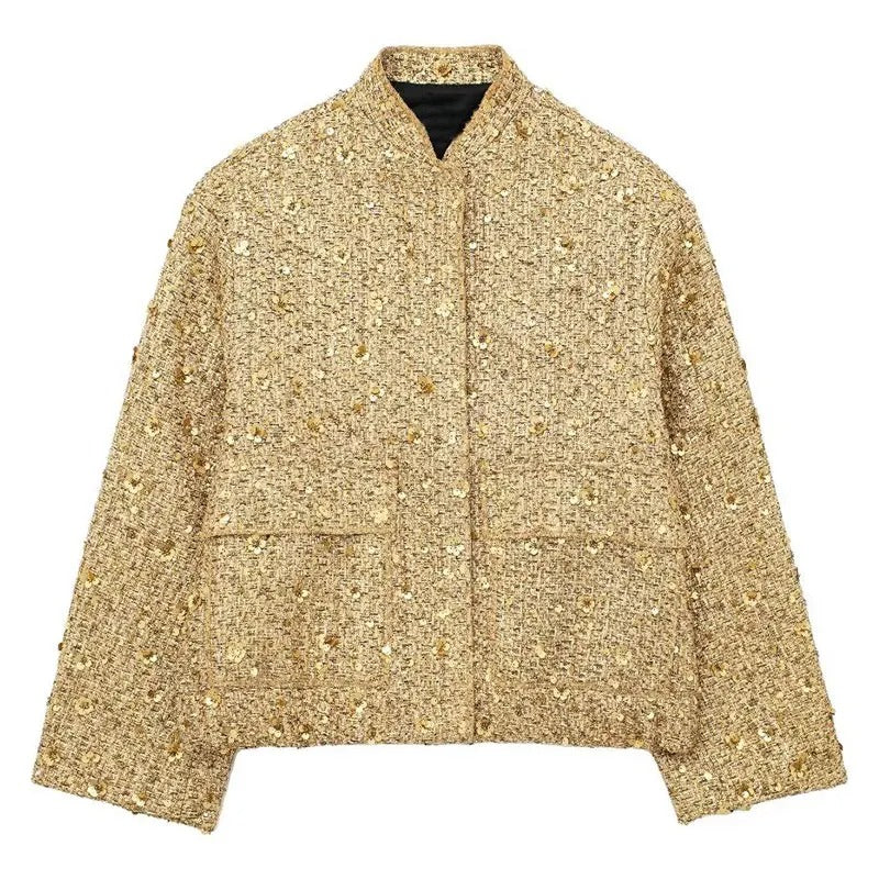 Gina Ladies' Jacket | Gold Sequins, Elegant Polyester 0