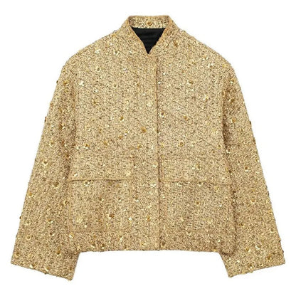 Gina Ladies' Jacket | Gold Sequins, Elegant Polyester 0