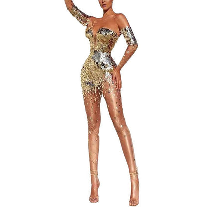 Glamour Women's Party Dress | Sequins, Deep Neckline 5