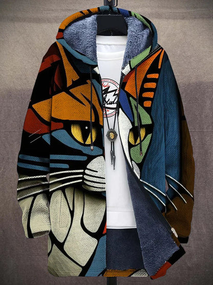 Haven Unisex Cat Sweater | Abstract Design, Cozy Fleece Lining 0