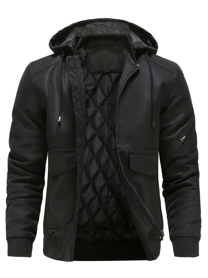 Hector Men's Winter Jacket | Windproof PU, Hooded Design 0