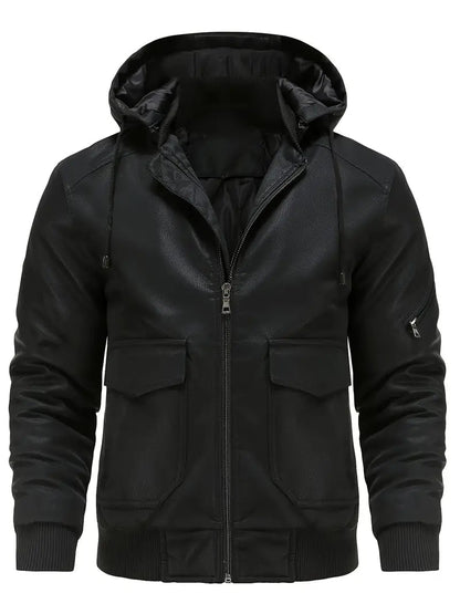 Hector Men's Winter Jacket | Windproof PU, Hooded Design 1